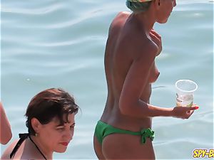 first-timer spycam jaw-dropping milfs - Spy Beach gigantic milk cans braless