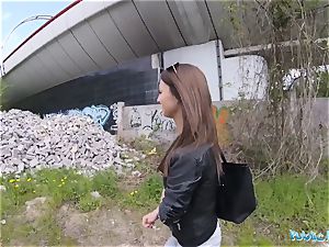 Public Agent Cowgirl railing in outdoors fuck